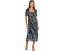 Scoop Neck Ruched Front Mesh Midi Dress