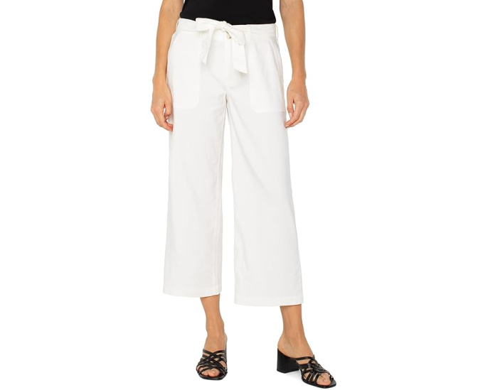 Брюки Belted Wide Leg Crop от Liverpool Los Angeles с поясом белые