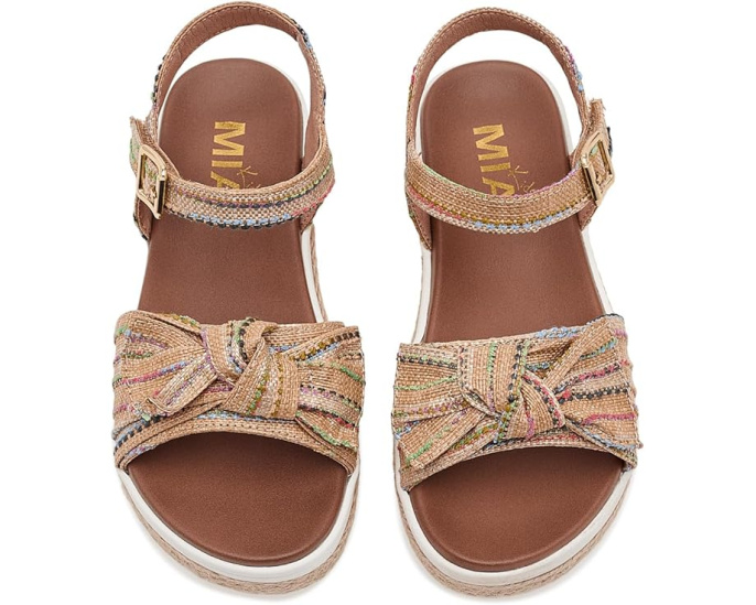 Детские сандалии Mia Kids Sitkha на танкетке из льна с бантом