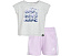 Комплект adidas Kids Back Pleated Heather Tee Mesh Short Set с логотипом и плиссировкой