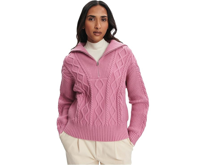 Varley кофта Didi Relaxed Cable 1/2 Zip цвета Mauve Orchid