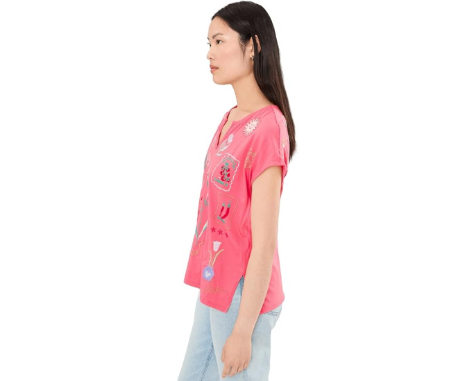 Футболка Slit Front Tee Fleur с разрезом Johnny Was
