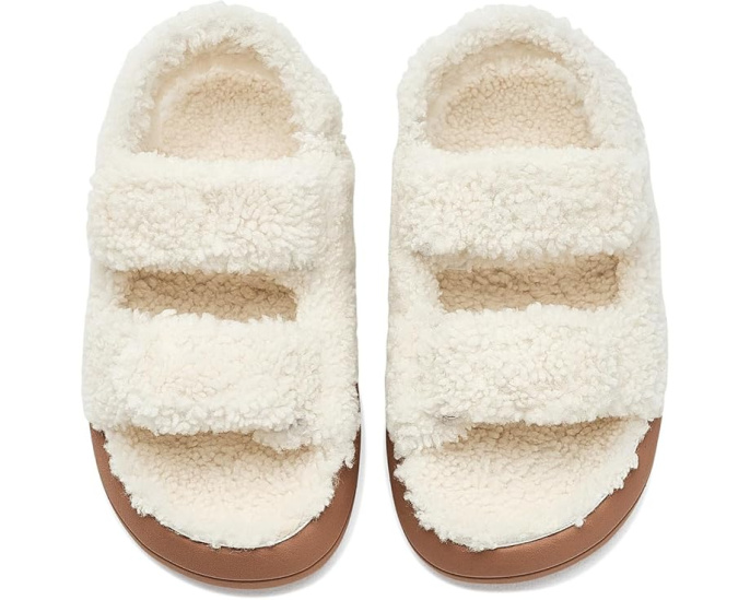 Сандалии Shearling с открытым носком и овчиной от MOON BOOT