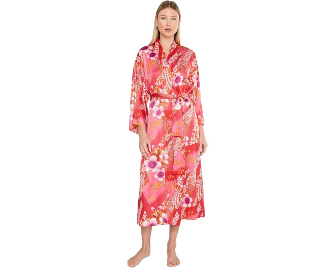 Халат Natori из сатина с принтом магнолии Magnolia Printed Satin Robe