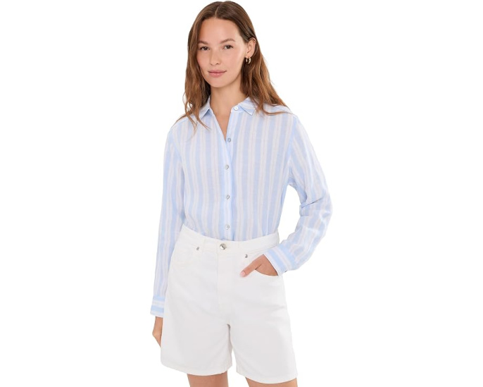 Рубашка Tommy Bahama Sea Stripe с длинным рукавом свободного кроя