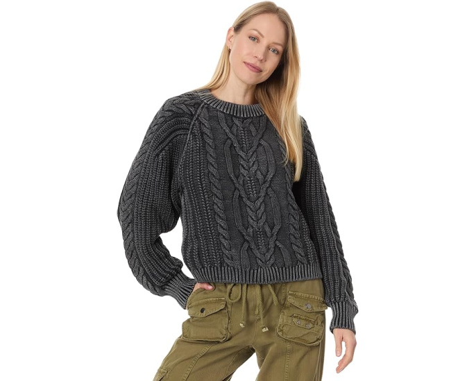 Свитер Free People Frankie Cable с рельефным узором и округлым вырезом