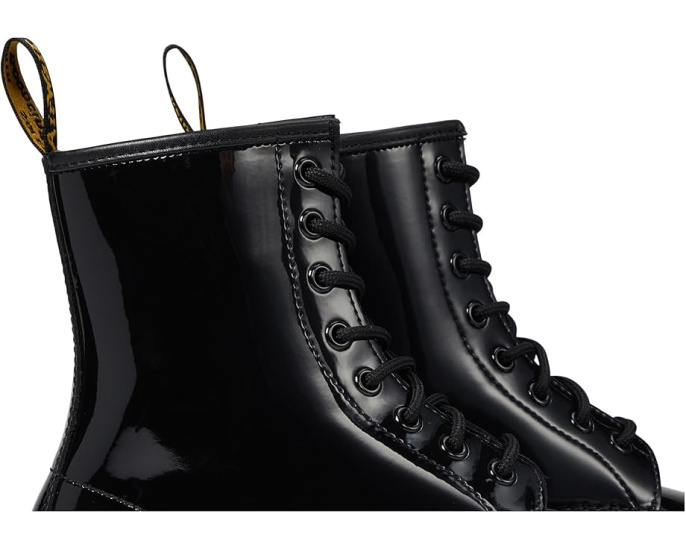 Ботинки Dr. Martens 1460 из лакированной кожи на шнуровке с желтой строчкой