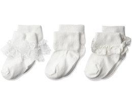 Baby-girls Eyelet Lace/Turn Cuff/Fancy Lace Baby Socks 3 Pack