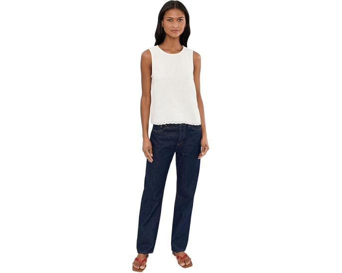 Блуза Madewell Lace-Trim Pleated Shell из льна