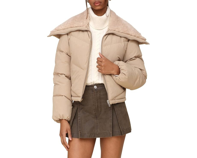 Avec Les Filles пуховик Thermalpuff Envelope Collar Puffer Бежевый