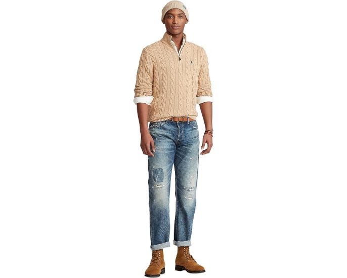 Cable-Knit Cotton Quarter-Zip Sweater