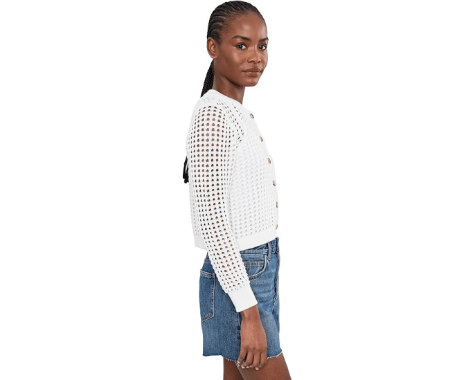 Textured Mesh Long Sleeve Cardigan