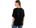 Short Sleeve V-Neck Dolman Popover Sweater with Step Hem