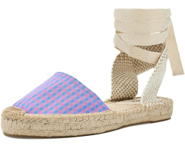 Босоножки Soludos Vichy Lauren Lace-up с завязками и клетчатым верхом