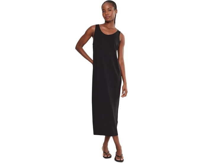Stretch Jersey Knit Scoop Neck Full Length Dress