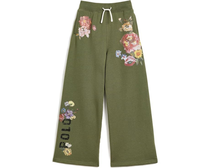 Floral Wide-Leg Fleece Sweatpants (Big Kid)