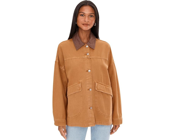 Джинсовая куртка We The Free Lemon от Free People oversize с контрастным воротником