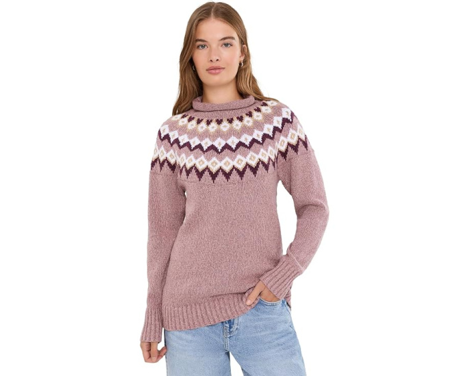 Cotton Ragg Relaxed Crew Neck Sweater Yoke Fair Isle