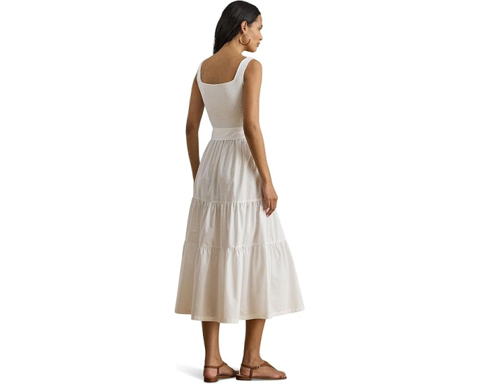 Платье-трапеция Lauren Ralph Lauren Belted Jersey Broadcloth с поясом из хлопка