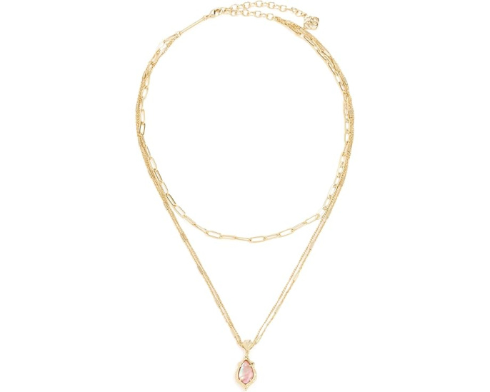 Kendra Scott Ожерелье Adriana Scallop Frame Multi Strand в золоте с жемчугом