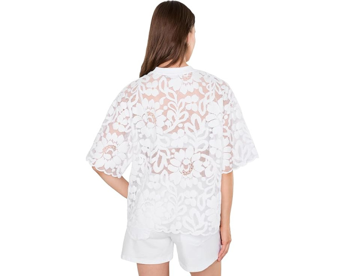 Кружевная футболка AllSaints Amelie Lace Tee бирюзовая