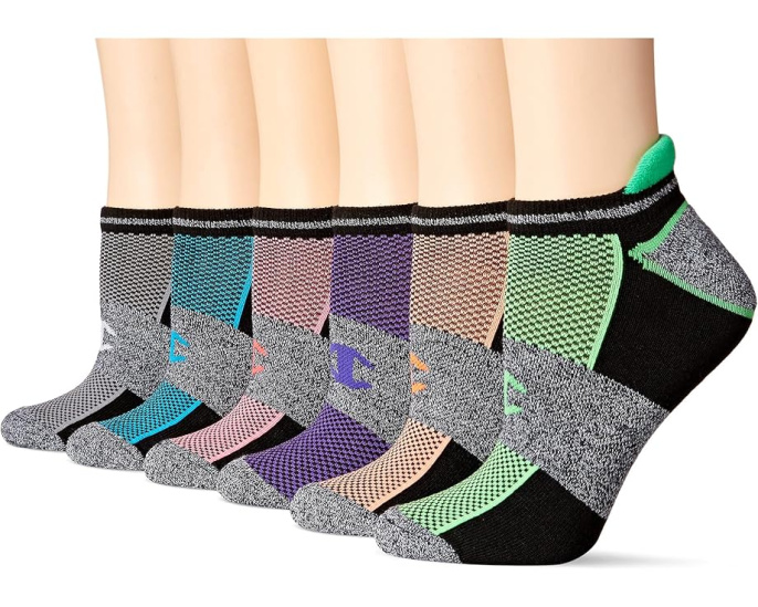 Women's Double Dry 6 or 12 Pack Performance Heel Shield Socks
