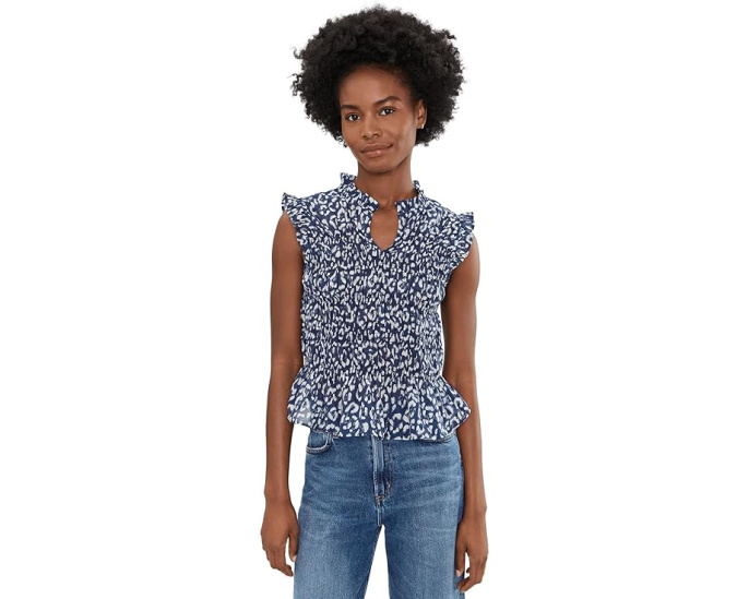 Топ NIC+ZOE Leopard Sketch Smocked Top с принтом леопарда