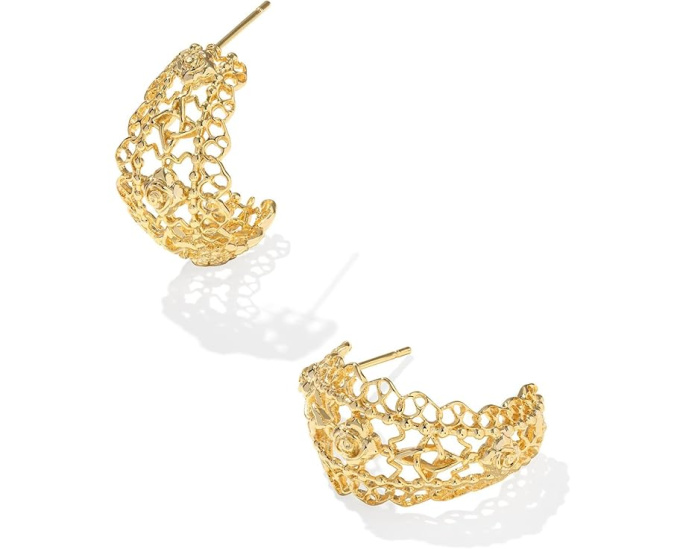 Серьги-кольца Kendra Scott Krista Lace из золота с ажурным дизайном