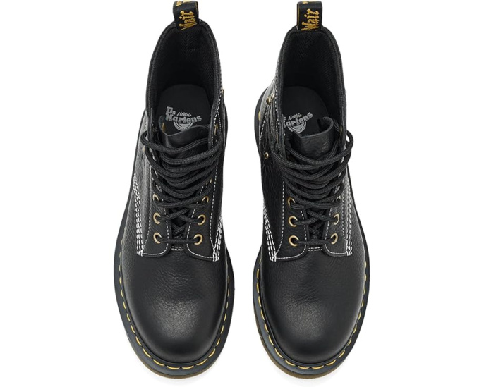 Ботинки Dr. Martens 1460 Pascal Flower с цветочным принтом и желтой строчкой