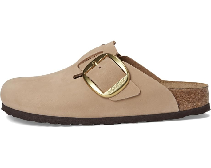 Клоги Birkenstock Boston Big Buckle из нубука с пробковой стелькой