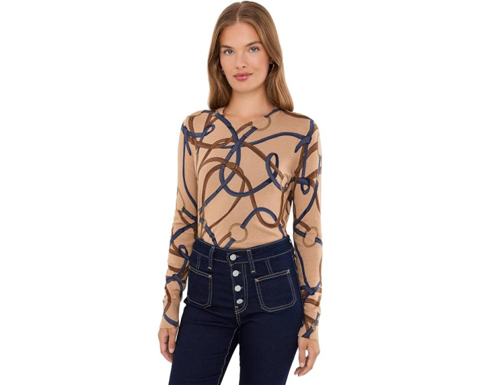 Свитер Lauren Ralph Lauren с поясом и принтом для петита