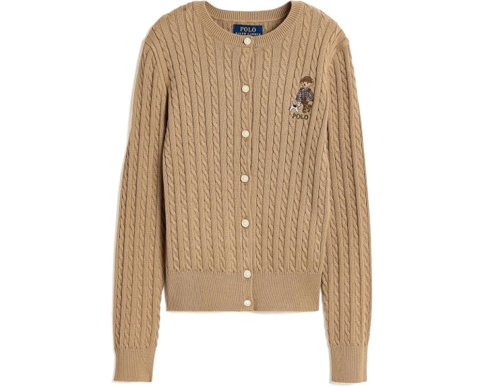 Polo Bear Mini-Cable Cotton Cardigan (Big Kid)