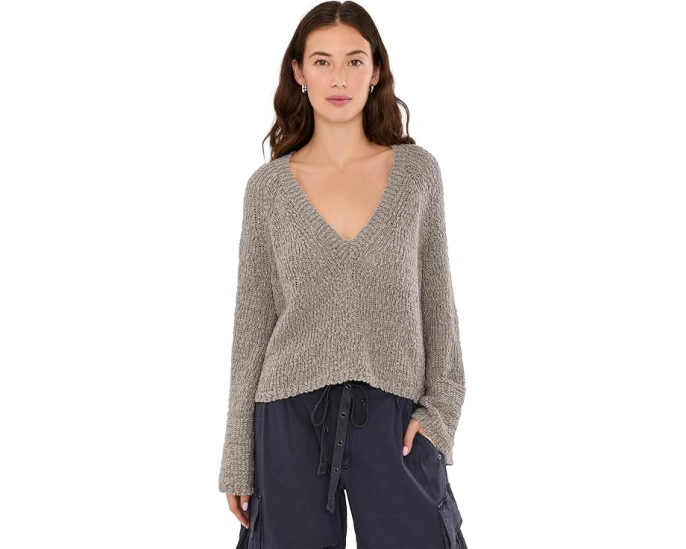 Пуловер Heartland от Free People укороченный с V-образным вырезом