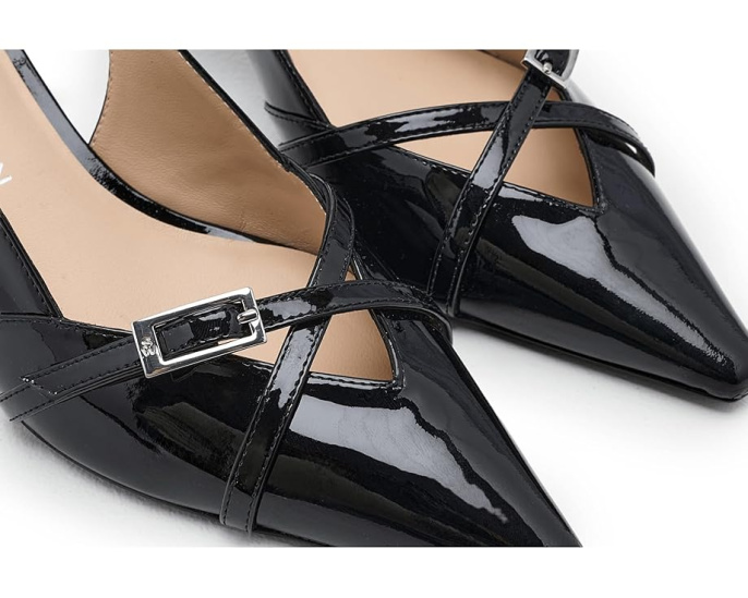 Туфли Stuart Weitzman Georgie Slingback 50 из лакированной кожи с острым носом