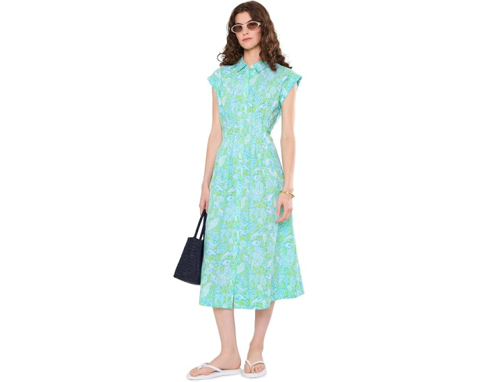 Lilly Pulitzer Платье-рубашка Tonya Midi голубое