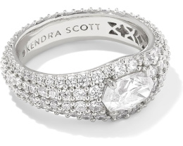 Кольцо Kendra Scott Bella Band с темно-зеленым кристаллом и латунной основой