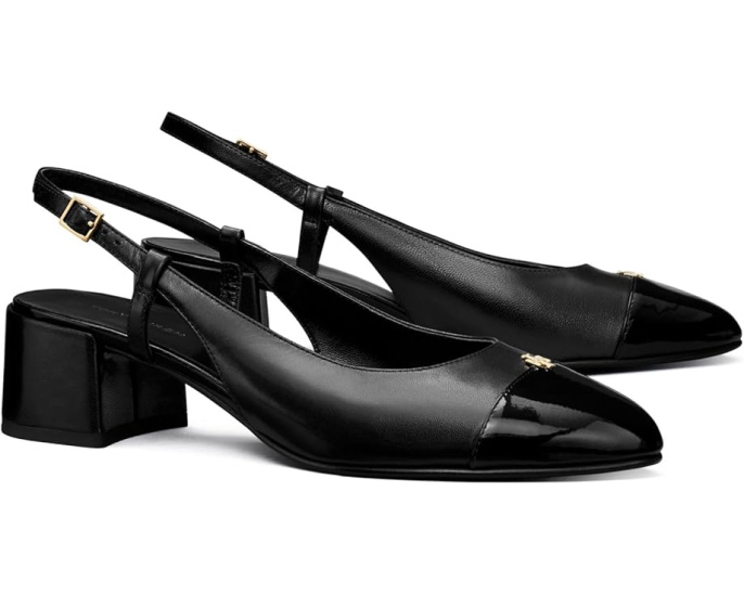 Туфли Tory Burch Cap-Toe Slingback 45mm с контрастным носком и каблуком