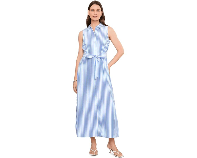 Vince Camuto сарафан макси на пуговицах с поясом Blue Cloud