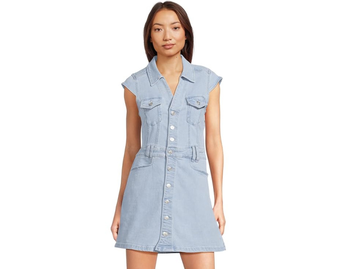 Джинсовое мини-платье Paige Jaxsyn Denim с карманами Jolene в оттенке Talya