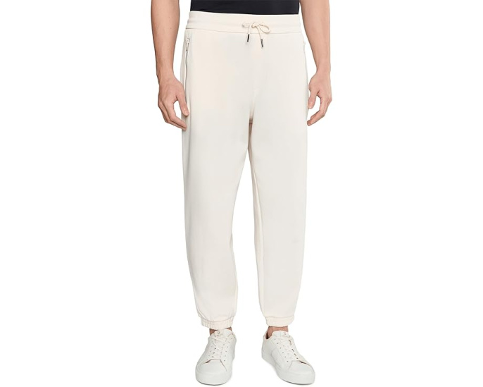 Брюки Armani Exchange из смесового хлопкового твила с эластичными манжетами и кулиской