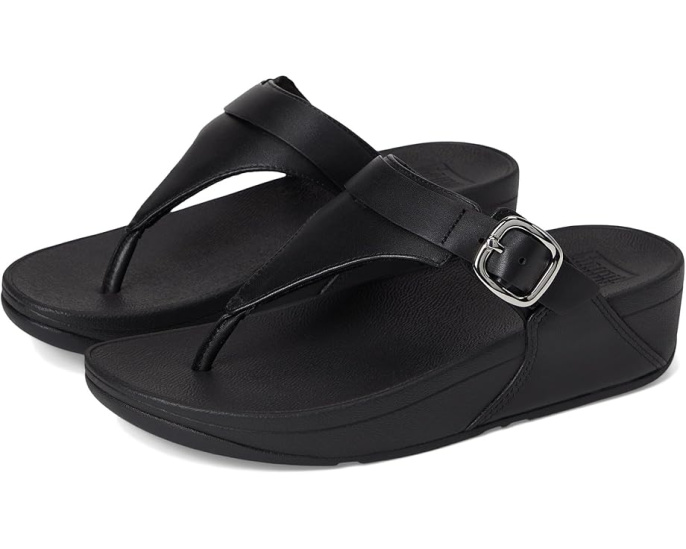 Сандалии FitFlop Lulu Adjustable Leather Toe Post с платформой и регулируемой пряжкой
