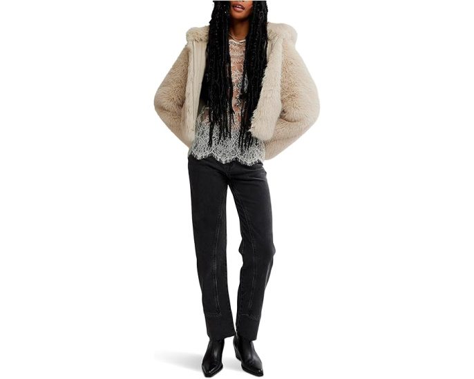 Куртка Free People Louder Please с капюшоном из искусственного меха и укороченным кроем