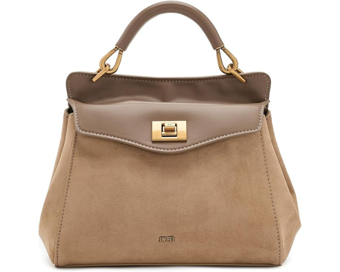 Lucia Classic Faux Suede Top Handle Bag