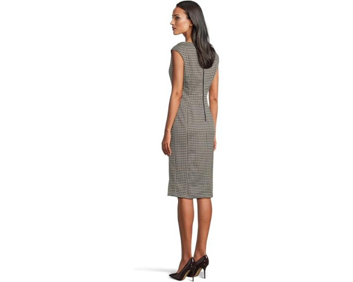 Приталенное платье Cap Sleeve Ponte с поясом Calvin Klein