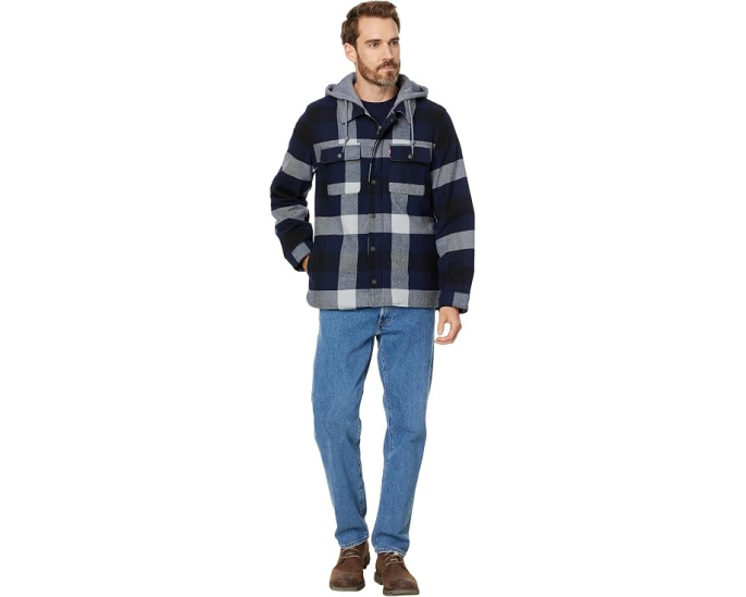 Куртка Levi's из хлопка с капюшоном и подкладкой из шерпи