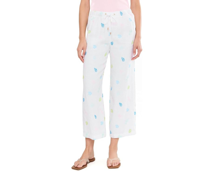 Lilly Pulitzer укороченные льняные брюки Brawley с поясом на кулиске