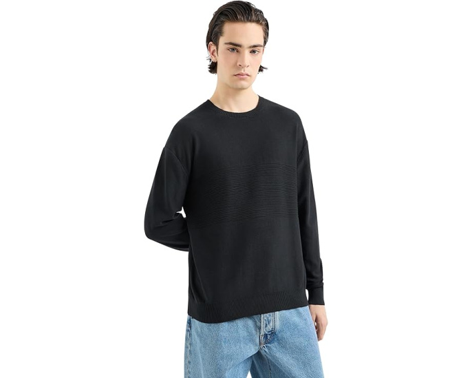 Свитер Armani Exchange Combed Cotton из 100% хлопка с круглым вырезом