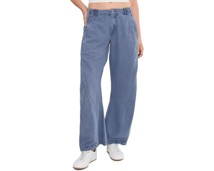 Free People брюки чинос Spotlight Washed Barrel из коричневого хлопка