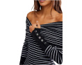 Свитер Free People Evergreen с открытыми плечами и полоской