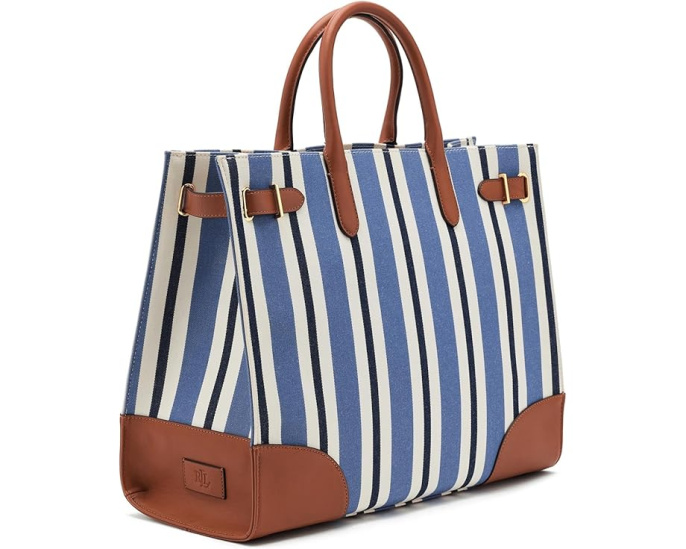 Сумка Devyn Tote большая из полосатого канваса Lauren Ralph Lauren